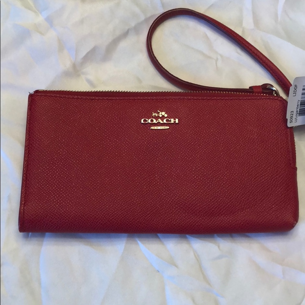 NWT Coach Saffiano Leather Slim Wristlet/Wallet